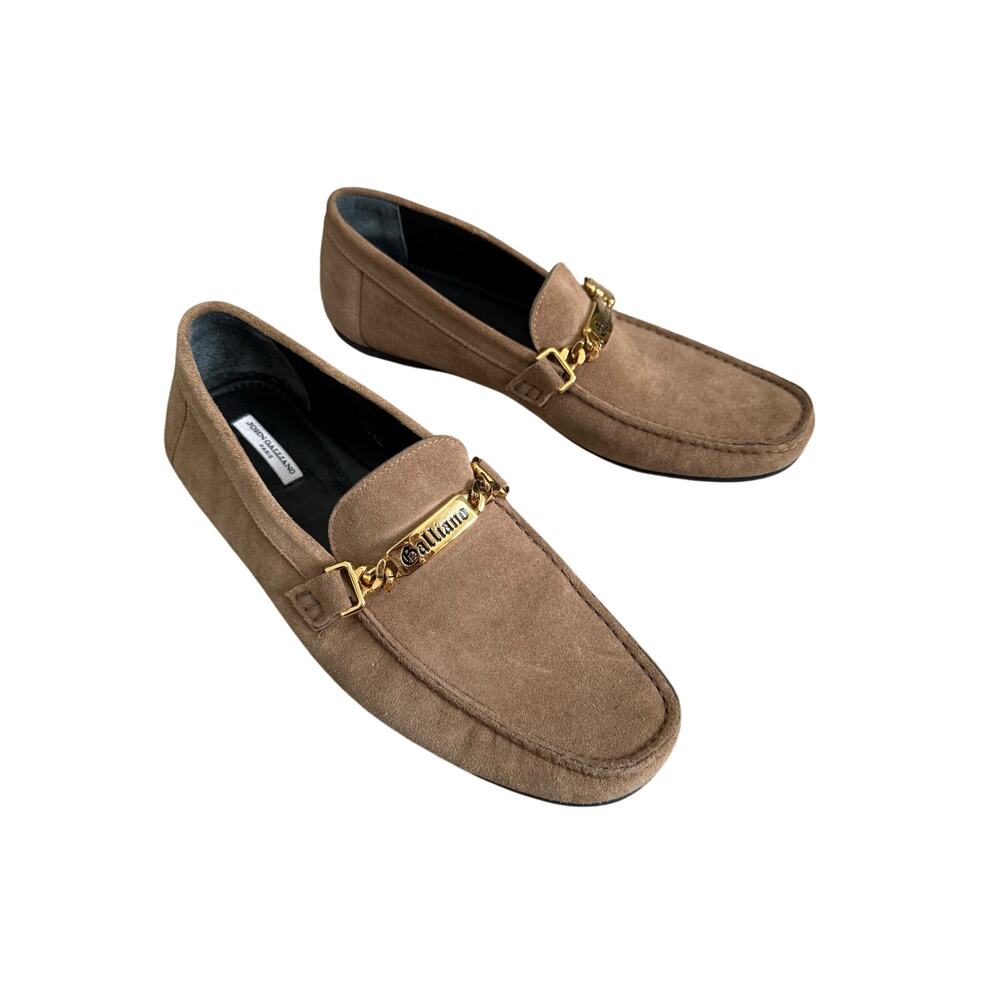John Galliano Vintage Suede Driving Shoes Loafers Camel/ Light Brown 42/ US 9